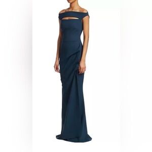 Chairs Boni Elegant Navy Blue Off-Shoulder Evening Gown